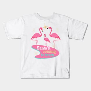 Retro Flamingos Midcentury Modern Christmas Kids T-Shirt